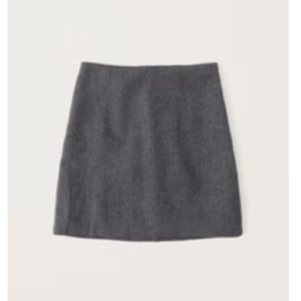 Gray Wool-Blend Plaid Mini Skirt, Abercrombie, XL